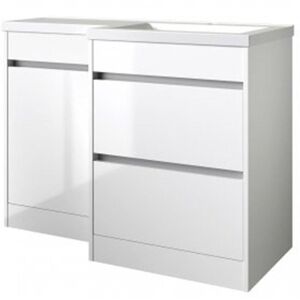 Clifton White Right Hand 2 Drawer Combo Unit with L Shape Basin 1.1m Wide White Clifton White Right Hand 2 Drawer Combo Unit with L Shape Basin 1.1m Wide White