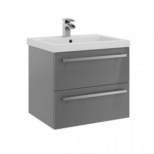 Clifton Grey Gloss2 Drawer Hung Unit withCeramic Basin 60cm Wide Grey Clifton Grey Gloss2 Drawer Hung Unit withCeramic Basin 60cm Wide Grey