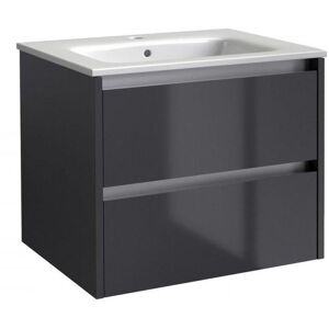 Clifton Grey Gloss Bathroom 2-Drawer Wall Hung Unit with Basin 80cm Wide Grey Clifton Grey Gloss Bathroom 2-Drawer Wall Hung Unit with Basin 80cm Wide Grey