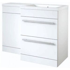 Clifton White Right Hand 2 Drawer Combo Unit with L Shape Basin 1.1m Wide White Clifton White Right Hand 2 Drawer Combo Unit with L Shape Basin 1.1m Wide White