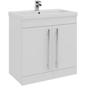 Clifton White Bathroom 2-Door Standing Unit with Ceramic Basin 80cm Wide White Clifton White Bathroom 2-Door Standing Unit with Ceramic Basin 80cm Wide White