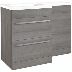 Clifton Silver OakLeft Hand 2 Drawer Combo Unit with L Shape Basin 1.1m Wide in Light Grey Light Grey Clifton Silver OakLeft Hand 2 Drawer Combo Unit with L Shape Basin 1.1m Wide in Light Grey Light Grey