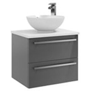 Clifton Grey Gloss 2 Drawer Hung Unit with Counter Top Basin 60cm Wide Grey Clifton Grey Gloss 2 Drawer Hung Unit with Counter Top Basin 60cm Wide Grey