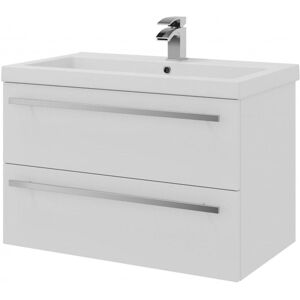 Clifton White Bathroom 2 Drawer Wall Hung Unit with Ceramic Basin 80cm Wide White Clifton White Bathroom 2 Drawer Wall Hung Unit with Ceramic Basin 80cm Wide White