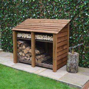 Rutland County Garden Furniture Ltd Cottesmore 4ft Log Store w/ Kindling Shelf, L80 x W150 x H128cm, Brown Brown Rutland County Garden Furniture Ltd Cottesmore 4ft Log Store w/ Kindling Shelf, L80 x W150 x H128cm, Brown Brown