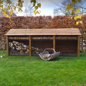 Rutland County Garden Furniture Ltd Empingham 4ft Log Store with Kindling Shelf L80 x W340 x H128cm, Brown Brown Rutland County Garden Furniture Ltd Empingham 4ft Log Store with Kindling Shelf L80 x W340 x H128cm, Brown Brown