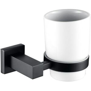 Nes Home Square Matte Black Single Tumbler Cup & Holder Set Black Nes Home Square Matte Black Single Tumbler Cup & Holder Set Black