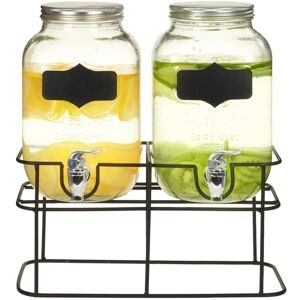 Berkfield Home Beverage Dispensers 2 pcs with Stand 2 x 4 L Glass in Black Black Berkfield Home Beverage Dispensers 2 pcs with Stand 2 x 4 L Glass in Black Black