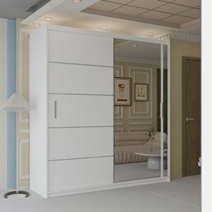 Sliding Wardrobes 4U Velson One side Mirror Sliding Door Wardrobe 180cm X 217cm in White Size: 180 cm X 217 cm White 180 cm X 217 cm Sliding Wardrobes 4U Velson One side Mirror Sliding Door Wardrobe 180cm X 217cm in White Size: 180 cm X 217 cm White 180 cm X 217 cm