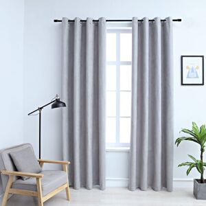 Berkfield Home Blackout Curtains with Metal Rings 2 pcs Grey 140x225 cm Grey 140x225 cm Berkfield Home Blackout Curtains with Metal Rings 2 pcs Grey 140x225 cm Grey 140x225 cm
