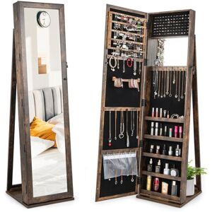 Costway 3-in-1 Jewelry Cabinet Full-Length Mirrored Jewelry Armoire Storage Organizer in Brown Brown Costway 3-in-1 Jewelry Cabinet Full-Length Mirrored Jewelry Armoire Storage Organizer in Brown Brown