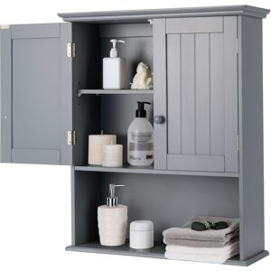 Costway Wall Mounted Bathroom Storage Cabinet Medicine Cabinet in Grey Grey Costway Wall Mounted Bathroom Storage Cabinet Medicine Cabinet in Grey Grey