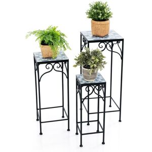 Costway 3Pcs Metal Plant Stand Painted Flowerpot Display Rack Nesting Planter Pot Holder in Blue Blue Costway 3Pcs Metal Plant Stand Painted Flowerpot Display Rack Nesting Planter Pot Holder in Blue Blue