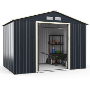 Costway 9.2FT x 6.5FT Outdoor Storage Shed Large Organizer House Double Sliding Door in Grey Grey Costway 9.2FT x 6.5FT Outdoor Storage Shed Large Organizer House Double Sliding Door in Grey Grey