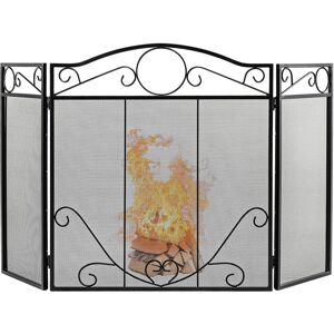 Costway 3-Panel Fireplace Screen Folding Decorative Spark Guard Freestanding Safe Fence in Black Black Costway 3-Panel Fireplace Screen Folding Decorative Spark Guard Freestanding Safe Fence in Black Black