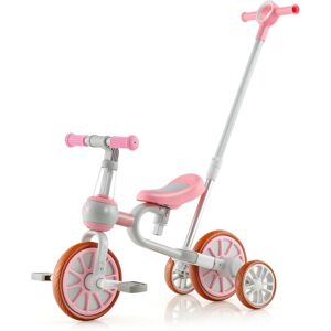 Costway 4 in 1 Kids Tricycle Toddler Balance Bike w/ Adjustable Push Handle in Pink Pink Costway 4 in 1 Kids Tricycle Toddler Balance Bike w/ Adjustable Push Handle in Pink Pink