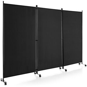 Costway 3 Panel Room Divider on Wheels Rolling Privacy Screens Portable Freestanding in Black Black Costway 3 Panel Room Divider on Wheels Rolling Privacy Screens Portable Freestanding in Black Black