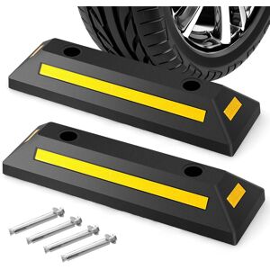 Costway 2 Pack Garage Vehicle Floor Stopper Parking Block Curb Pack Rubber Wheel Stopper in Yellow Yellow Costway 2 Pack Garage Vehicle Floor Stopper Parking Block Curb Pack Rubber Wheel Stopper in Yellow Yellow