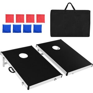 Costway Bean Bag Toss Portable Professional Cornhole Game Set 8 Bean Bags 2 Play Boards in Black Black Costway Bean Bag Toss Portable Professional Cornhole Game Set 8 Bean Bags 2 Play Boards in Black Black