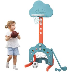 Costway Basketball Hoop Set 3 in 1 Sports Activity Center with Basketball Football & Golf in Blue Blue Costway Basketball Hoop Set 3 in 1 Sports Activity Center with Basketball Football & Golf in Blue Blue
