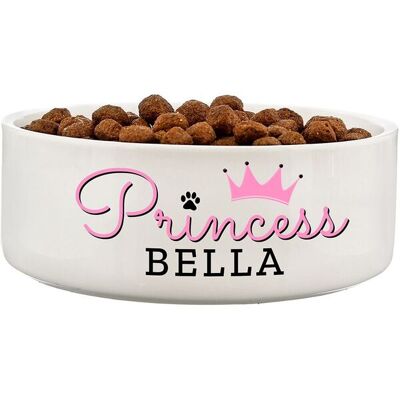 Personalised Memento Company Women's Personalised Princess 14cm Medium Ceramic White Pet Bowl White Personalised Memento Company Women's Personalised Princess 14cm Medium Ceramic White Pet Bowl White