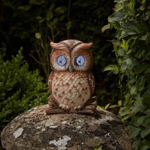 mysmartbuy Solar Powered Blinking Owl Garden Ornament with Light Up Eyes in Brown Brown mysmartbuy Solar Powered Blinking Owl Garden Ornament with Light Up Eyes in Brown Brown