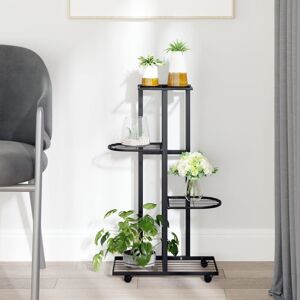 Berkfield Home 4-Floor Flower Stand with Wheels 44x23x80 cm Black Iron Size: 44 x 23 x 80 cm Black 44 x 23 x 80 cm Berkfield Home 4-Floor Flower Stand with Wheels 44x23x80 cm Black Iron Size: 44 x 23 x 80 cm Black 44 x 23 x 80 cm
