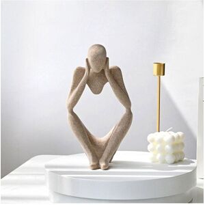 H&O Direct Resin Sculpture Art Abstract Meditator Statue Tabletop Decoration in Beige Beige H&O Direct Resin Sculpture Art Abstract Meditator Statue Tabletop Decoration in Beige Beige