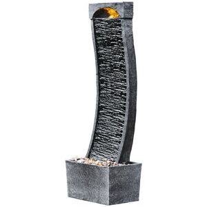 Teamson Home Large Outdoor Curved Water Feature, Modern Waterfall Effect with LED Lights in Grey Grey Teamson Home Large Outdoor Curved Water Feature, Modern Waterfall Effect with LED Lights in Grey Grey