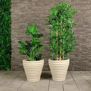 Charles Bentley Pair of Moroccan Round Stone Planters (Dia. 43cm) Plant Pots Stone Charles Bentley Pair of Moroccan Round Stone Planters (Dia. 43cm) Plant Pots Stone