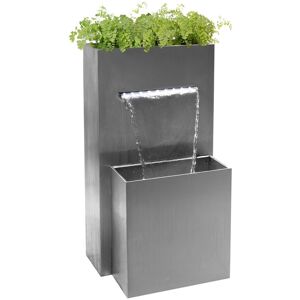 Primrose Planter Waterfall Water Feature Stainless Steel Lights Garden Cascade in Metallic Silver Metallic Silver Primrose Planter Waterfall Water Feature Stainless Steel Lights Garden Cascade in Metallic Silver Metallic Silver