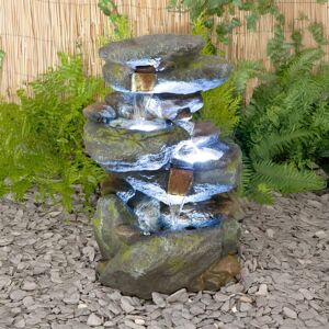Primrose Rock Cascade Water Feature Fountain Tiered Waterfall LED Lights 55cm in Stone Stone Primrose Rock Cascade Water Feature Fountain Tiered Waterfall LED Lights 55cm in Stone Stone
