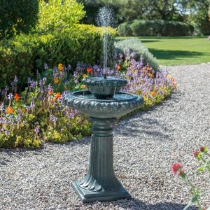 Primrose 2 Level Birdbath Water Fountain Feature Solar Powered Victorian Metal in Dark Grey Dark Grey Primrose 2 Level Birdbath Water Fountain Feature Solar Powered Victorian Metal in Dark Grey Dark Grey