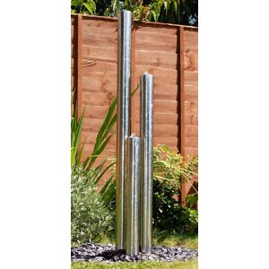 Primrose 3-Tier Stainless Steel Tube Outdoor Water Feature Fountain LEDs 100cm in Metallic Silver Metallic Silver Primrose 3-Tier Stainless Steel Tube Outdoor Water Feature Fountain LEDs 100cm in Metallic Silver Metallic Silver