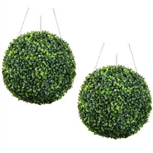 Primrose Artificial Topiary Boxwood Ball With Chain 38cm in Green Green Primrose Artificial Topiary Boxwood Ball With Chain 38cm in Green Green