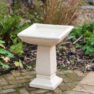 Primrose Selbourne Cast Stone Bird Bath Outdoor Hand Finished H52cm in White White Primrose Selbourne Cast Stone Bird Bath Outdoor Hand Finished H52cm in White White