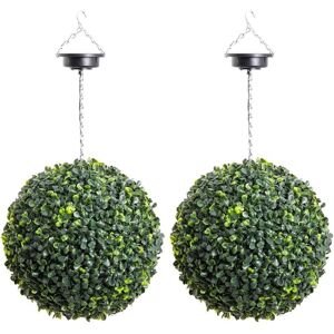 Primrose Pair of 28cm Solar Powered LED Artificial Topiary Ball 'The Little Buxus Ball' in Green Green Primrose Pair of 28cm Solar Powered LED Artificial Topiary Ball 'The Little Buxus Ball' in Green Green