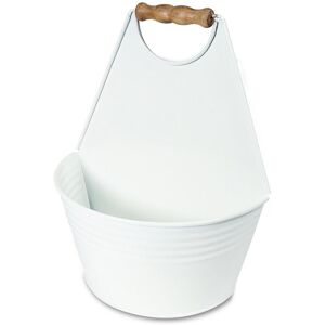 mysmartbuy Vintage Metal Wall Planter with Handle - Weatherproof Colourful Home or Garden Flower Plant Pot - H26 x W21 x D11cm in White White mysmartbuy Vintage Metal Wall Planter with Handle - Weatherproof Colourful Home or Garden Flower Plant Pot - H26 x W21 x D11cm in White White