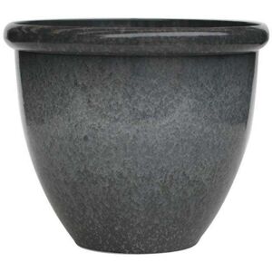Primrose Flower Pot Round Plastic Plant Pot Planter in Grey 39cm Grey Primrose Flower Pot Round Plastic Plant Pot Planter in Grey 39cm Grey