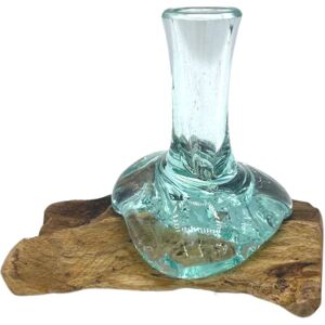 KDMD Molton Glass Small Flower Vase on Wood in Brown Brown KDMD Molton Glass Small Flower Vase on Wood in Brown Brown