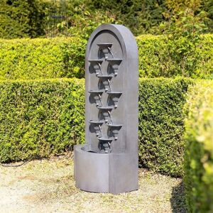 Primrose Obidos Tiered Cascading Zinc Water Feature 109cm in Grey Grey Primrose Obidos Tiered Cascading Zinc Water Feature 109cm in Grey Grey