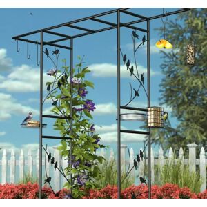 Marco Paul 2M Garden Arch, bird feeders hanging station & trellis in Black Black Marco Paul 2M Garden Arch, bird feeders hanging station & trellis in Black Black