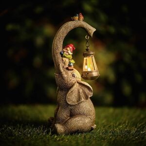Marco Paul Large Elephant Garden Ornament with Solar Lantern in Grey Grey Marco Paul Large Elephant Garden Ornament with Solar Lantern in Grey Grey