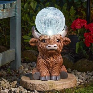 Marco Paul Resin Highland Cow Solar Powered Garden Ornament with Crystal Ball 36cm Multicolor Marco Paul Resin Highland Cow Solar Powered Garden Ornament with Crystal Ball 36cm Multicolor