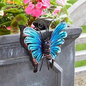 Marco Paul 12cm Blue Metal Butterfly Plant Pot Hanger Blue Marco Paul 12cm Blue Metal Butterfly Plant Pot Hanger Blue