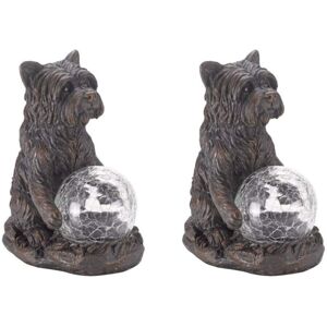 Marco Paul 2 Pack of Resin Dog Solar Powered Garden Ornament with Crystal Ball 15cm in Grey Grey Marco Paul 2 Pack of Resin Dog Solar Powered Garden Ornament with Crystal Ball 15cm in Grey Grey