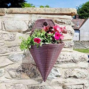 Marco Paul Garden Flower Basket 14" Wall Mounted Cone Rattan Effect Plant Holder in Brown Brown Marco Paul Garden Flower Basket 14" Wall Mounted Cone Rattan Effect Plant Holder in Brown Brown