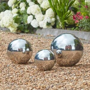 Marco Paul Stainless Steel Gazing Ball - 3pc Silver Polished Mirrored Silver Marco Paul Stainless Steel Gazing Ball - 3pc Silver Polished Mirrored Silver