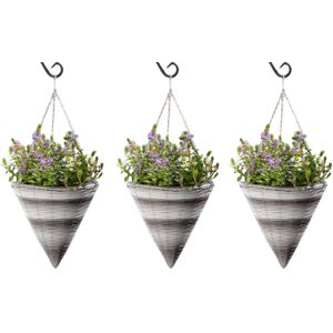 Marco Paul Garden Hanging Flower Basket 14" Rattan Effect Cone Planter in Dark Grey Dark Grey Marco Paul Garden Hanging Flower Basket 14" Rattan Effect Cone Planter in Dark Grey Dark Grey