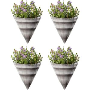 Marco Paul Garden Hanging Flower Basket 14" Rattan Effect Cone in Grey Grey Marco Paul Garden Hanging Flower Basket 14" Rattan Effect Cone in Grey Grey